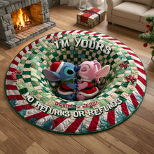 Load image into Gallery viewer, I'm Yours - Kissing Alien Couple Round Mat - Personalized Christmas Gift for Couples Doormat PopCulturePrints