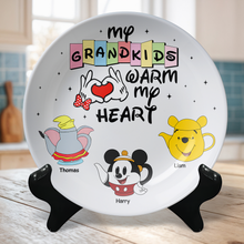 Load image into Gallery viewer, My Grandkids Warm My Heart - Personalized Ceramic Round Plate Ceramic Round Plate PopCulturePrints