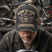 Load image into Gallery viewer, “Born to Ride” - Vintage Rider Skull Classic Cap - Personalized Gifts Caps PopCulturePrints