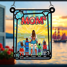 Load image into Gallery viewer, "Mom is the Real Superhero" - Personalized Suncatcher - Gift for Mom, Grandma, and Moms-to-be Ornament PopCulturePrints