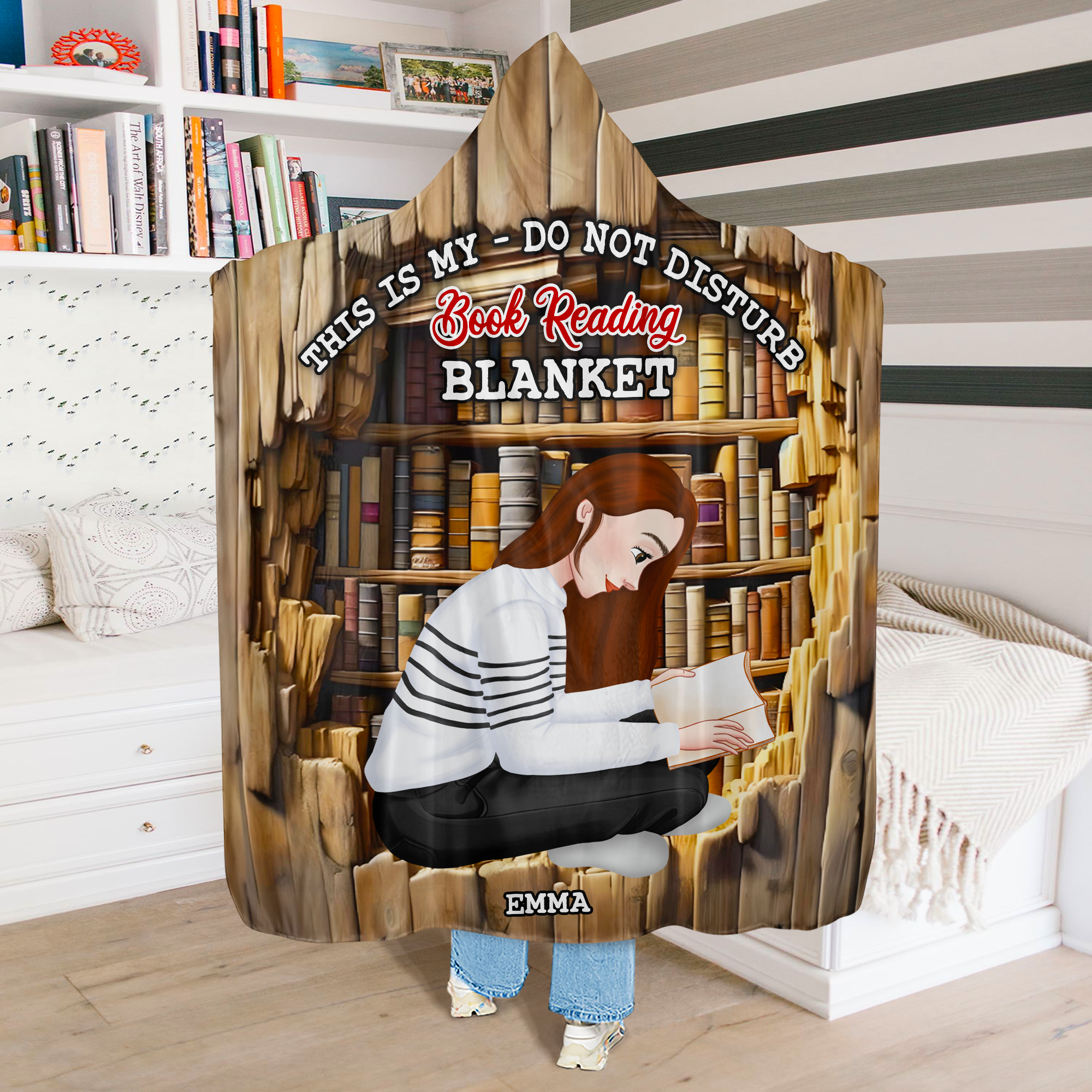 Cozy Personalized Book Lover Blanket Hoodie Blanket PopCulturePrints