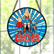 Load image into Gallery viewer, “Best Mom Ever” - Personalized Stained Glass Sunburst for Moms and Grandmas Ornament PopCulturePrints