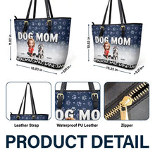 Load image into Gallery viewer, "Celebrate Your Love for Dogs" - Personalized Leather Tote Bag - Gift for Dog Moms, Grandmas, and Pet Lovers Leather Tote Bag PopCulturePrints