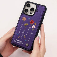 Load image into Gallery viewer, Celebrate Her Unique Bloom - Personalized Leather Flip Wallet Phone Case for Grandma Leather Flip Wallet Phone Case PopCulturePrints