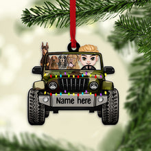 Load image into Gallery viewer, Personalized Christmas Ornament - Dog Lover in Jeep Ornaments PopCulturePrints