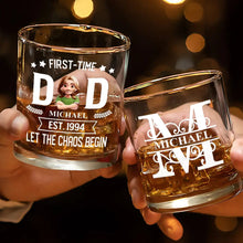 Load image into Gallery viewer, "Cheers to First-Time Dads!" - Personalized Whiskey Glass for New Dads Whiskey Glass PopCulturePrints
