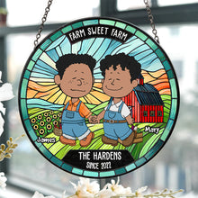 Load image into Gallery viewer, Unique Personalized Valentine's Day Gifts for Farmer Couples - Stained Glass Suncatcher Ornament PopCulturePrints