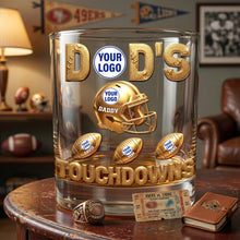 Load image into Gallery viewer, Score Big with DAD'S TOUCHDOWNS - Personalized Sport Lover 11oz Round Glass - Gift for Dad, Grandpa, and Sports Enthusiasts Glass PopCulturePrints