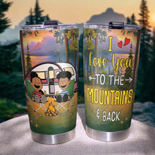 Load image into Gallery viewer, Personalized Camping Couple Tumbler - Love You to the Mountains & Back Tumbler Cup PopCulturePrints