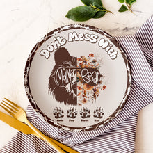 Load image into Gallery viewer, "Don't Mess With Mama Bear" - Personalized Ceramic Round Plate - Gift for Mom, Grandma, and More Ceramic Round Plate PopCulturePrints