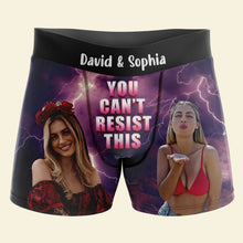Load image into Gallery viewer, Personalized Couple Boxer: You Can't Resist! Boxer Briefs PopCulturePrints