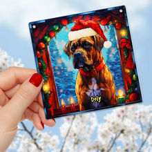 Load image into Gallery viewer, Custom Christmas Boxer Dog Lover Suncatcher Ornament Suncatcher PopCulturePrints