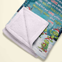 Load image into Gallery viewer, Personalized Granny Christmas Blanket - Grinchy Hugs and Love Blanket PopCulturePrints