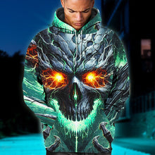 Load image into Gallery viewer, Skull Lover's Hoodie: Fiery Skull Design AOP Products PopCulturePrints
