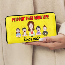 Load image into Gallery viewer, Flippin' That Mom Life - Personalized Leather Wallet for Moms, Perfect Gift for Mother's Day Leather Wallet PopCulturePrints