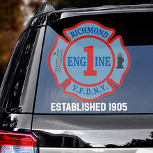 Load image into Gallery viewer, Personalized Richmond Fire Department Car Window Decal Decal Sticker PopCulturePrints