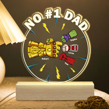 Load image into Gallery viewer, Personalized Super Dad and Kid Fist Bump LED Light - No #1 Dad Gift Led Night Light PopCulturePrints