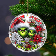 Load image into Gallery viewer, Personalized Grinch Christmas Ornament for Couples - Valentine's Day Gifts Ornament PopCulturePrints