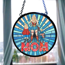 Load image into Gallery viewer, “Best Mom Ever” - Personalized Stained Glass Sunburst for Moms and Grandmas Ornament PopCulturePrints
