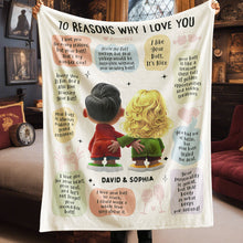 Load image into Gallery viewer, Personalized Couple Blanket - 70 Reasons Why I Love You Blanket PopCulturePrints