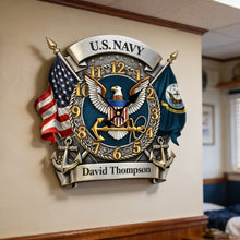 Load image into Gallery viewer, “Time to Honor Service” - Military Acrylic Hanging Wall Clock - Personalized Gift for Veterans, Family, and Friends Hanging Wall Clock PopCulturePrints