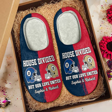 Load image into Gallery viewer, Personalized American Football Couple Slippers - House Divided Love United Shoes PopCulturePrints