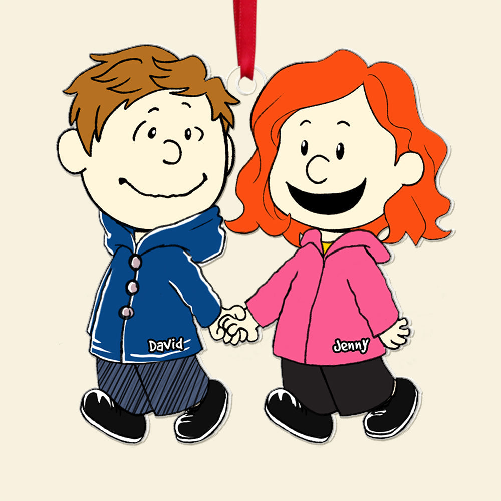Custom Couple Christmas Ornament - Walking Hand In Hand Ornament PopCulturePrints