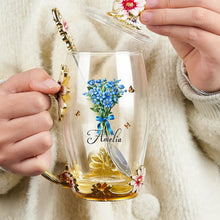 Load image into Gallery viewer, "Blossom Your Love with Personalized Touch" - Birth Flower Bouquet Glass Tea Cup - Gift for Mom, Grandma & Special Ones Glass Flower Tea Cup PopCulturePrints