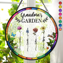 Load image into Gallery viewer, Grandma’s Blooming Garden - Personalized Stained Glass Window Hanging Suncatcher Suncatcher Ornament PopCulturePrints