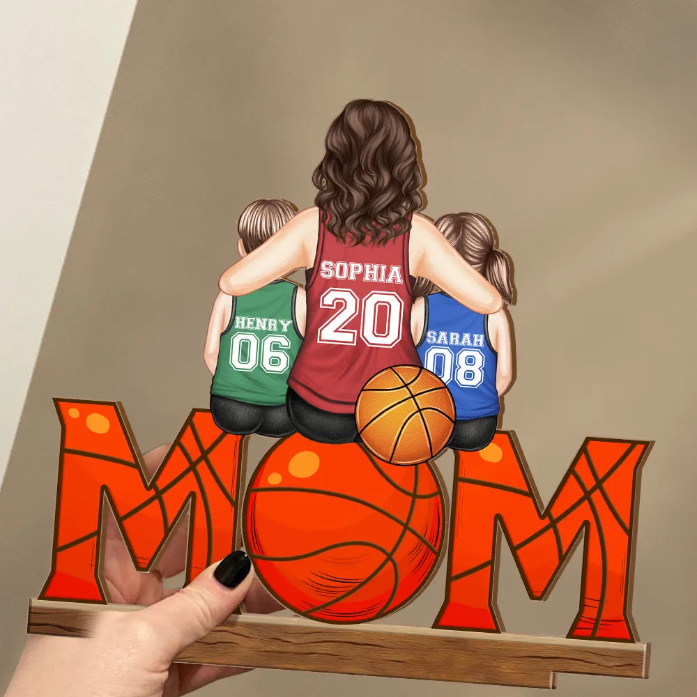 “Because Every Day is a Game Day” - Personalized Basketball Mom and Kids - Custom Shaped 2-Layered Wooden Plaque - Gift for Mom, Grandma, and Sports Lovers Wooden Plaque PopCulturePrints