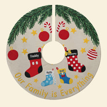 Load image into Gallery viewer, "Our Family is Everything" - Personalized Holiday Stockings Quilted Tree Skirt – Custom Family Gift for Every Occasion Tree Skirt PopCulturePrints