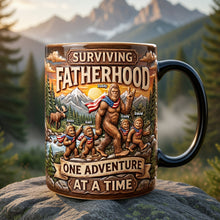 Load image into Gallery viewer, "Surviving Fatherhood: One Adventure at a Time" - Personalized Magic Coffee Mug for Dad, Grandpa, and Father Figures Coffee Mug PopCulturePrints