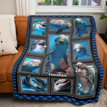 Load image into Gallery viewer, Personalized Dolphin Lover Blanket - Perfect Gift for Ocean Enthusiasts Blanket PopCulturePrints