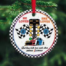 Load image into Gallery viewer, Custom Racing Fans Couple Christmas Ornament | Memorable Valentine's Day Gifts Ornament PopCulturePrints