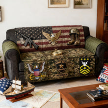 Load image into Gallery viewer, Honor and Duty: Proud Veteran Service Sofa Cover - Personalized Gift for Veterans Sofa Cover PopCulturePrints