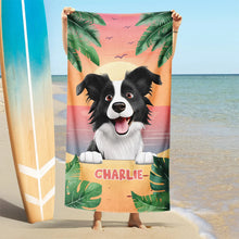 Load image into Gallery viewer, Tropical Dogs Make Life Better - Personalized Beach Towel for Dog Lovers Beach Towel PopCulturePrints