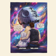 Load image into Gallery viewer, Love You to the Moon and Back - Cosmic Couple Blanket Personalized Blanket PopCulturePrints