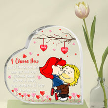 Load image into Gallery viewer, Personalized Cartoon Heart-Shaped Acrylic Plaque for Couples Shaped Plaques PopCulturePrints