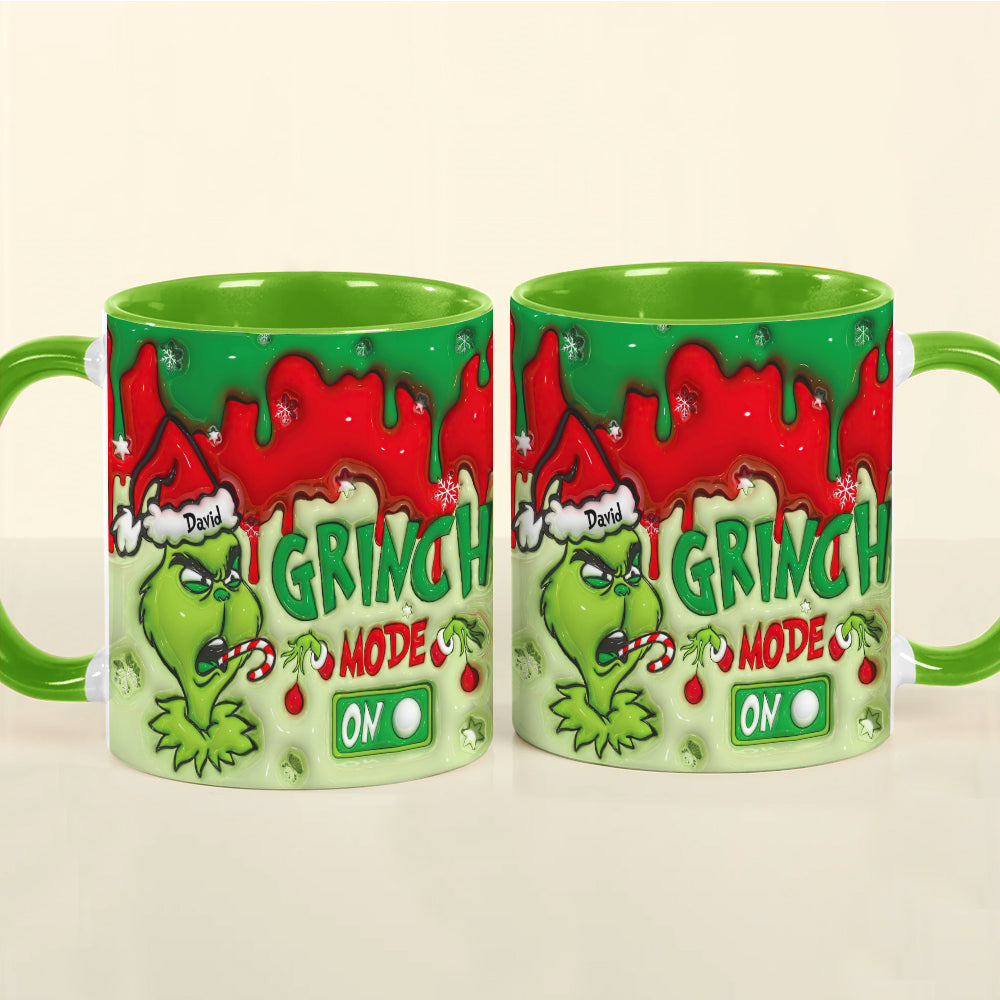 Personalized Grinch Mode On Christmas Mug - Custom Holiday Coffee Cup Coffee Mug PopCulturePrints
