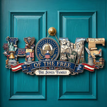 Load image into Gallery viewer, "Home Of The Free: Celebrate Freedom and Family - Personalized Acrylic Sign for Patriots" Acrylic Sign PopCulturePrints