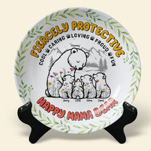 Load image into Gallery viewer, Fiercely Protective - Personalized Ceramic Round Plate for Mom & Grandma Ceramic Round Plate PopCulturePrints