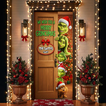 Load image into Gallery viewer, We Wish You a Merry Grinchmas - Personalized Family Christmas Door Cover Door Covers PopCulturePrints