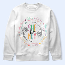 Load image into Gallery viewer, She Is Mom Strong, Chosen, Beautiful, Capable, Victorious - Personalized T-Shirt for Mom, Grandma, and Special Women T-shirt PopCulturePrints