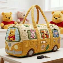 Load image into Gallery viewer, “Adventure Awaits: Perfect for Every Journey” - Personalized Quilted Duffle Bag - Gift for Fans of Winnie the Pooh Quilted Duffle Bag PopCulturePrints