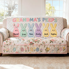 Load image into Gallery viewer, “Celebrate Family and Tradition” - Happy Bunny Kids Quilted Sofa Cover - Personalized Gift for Easter Sofa Cover PopCulturePrints