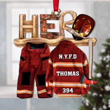 Load image into Gallery viewer, Personalized Firefighter Christmas Ornament - Custom Uniform Design Ornament PopCulturePrints