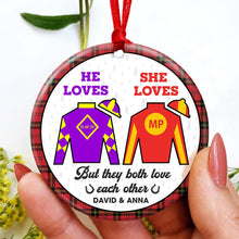 Load image into Gallery viewer, Personalized Horse Racing Ornament for Couples - Valentine's Day Gifts Ornament PopCulturePrints