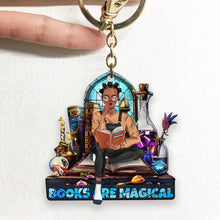 Load image into Gallery viewer, Personalized Magical Book Lover Keychain Keychains PopCulturePrints