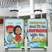 Load image into Gallery viewer, Personalized Couple Luggage Cover - Hand Holding Cartoon Design Luggage Covers PopCulturePrints