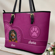 Load image into Gallery viewer, “For the Love of Dogs!” - Personalized Leather Tote Bag for Dog Moms, Perfect Gift for Any Occasion Leather Tote Bag PopCulturePrints